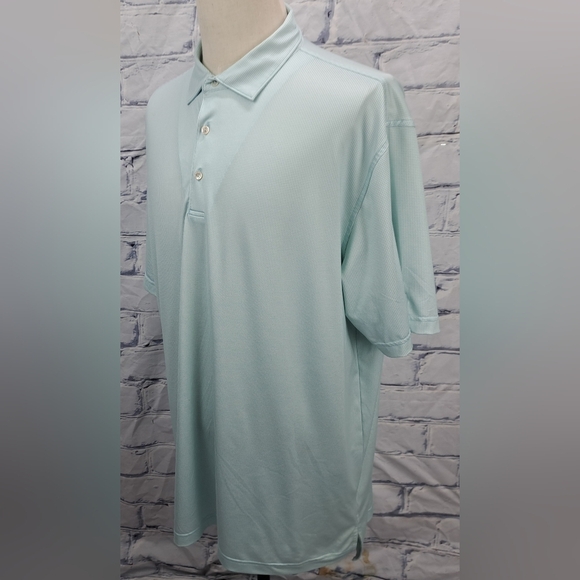 Peter Millar Men's Golf Polo Shirt Summer Comfort Light Green Herringbone sz XL - Picture 6 of 16